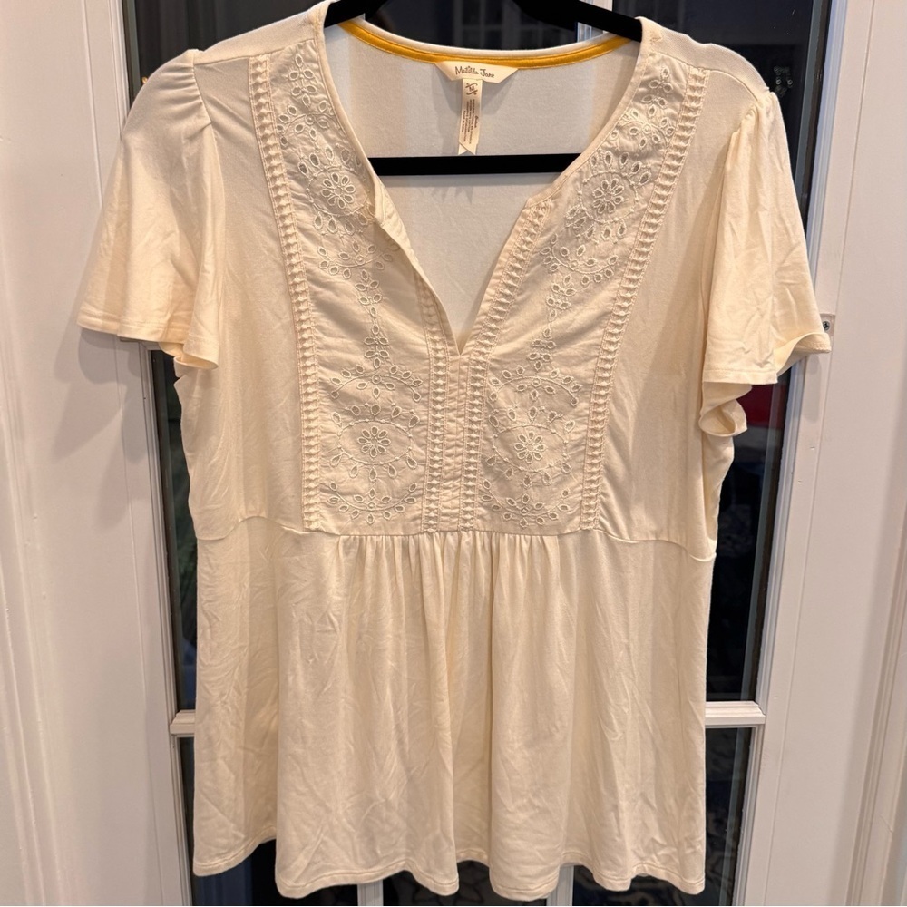 Matilda Jane Dream chasers In the Wind Top Embroidered Crochet Cottagecore M
